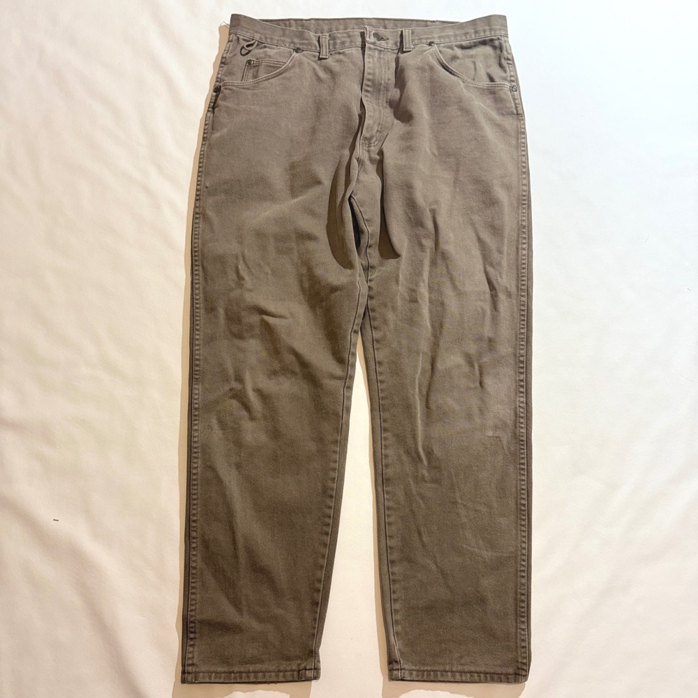 90s Wrangler Rugged Wear Pants Mens 36x30 Brown Cotton Twill Workwear in USA